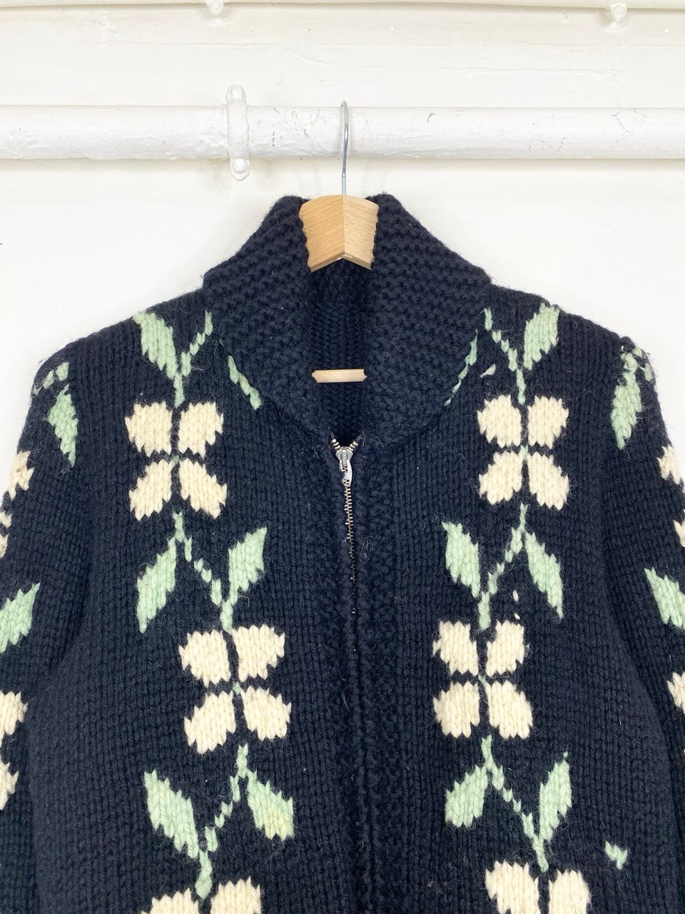 60s Cowichan handmade wool sweater (S)