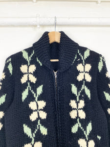 60s Cowichan handmade wool sweater (S)