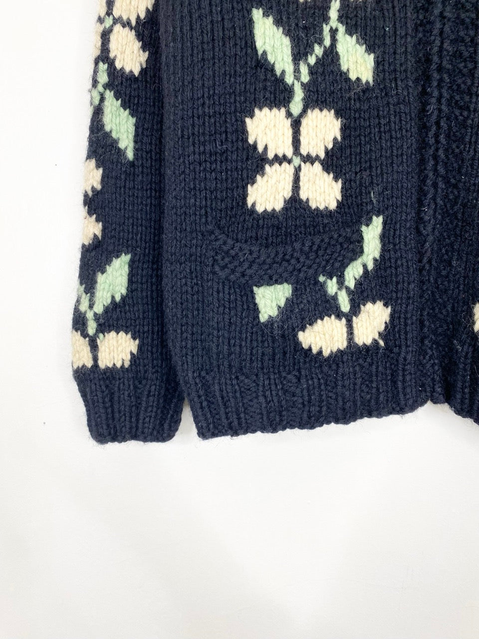 60s Cowichan handmade wool sweater (S)