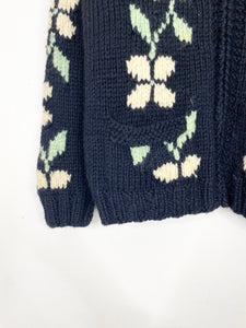 60s Cowichan handmade wool sweater (S)