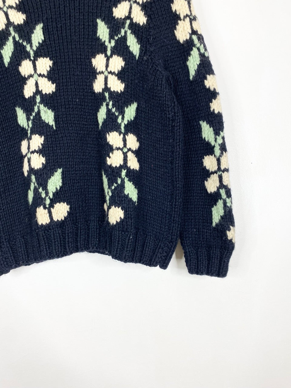 60s Cowichan handmade wool sweater (S)