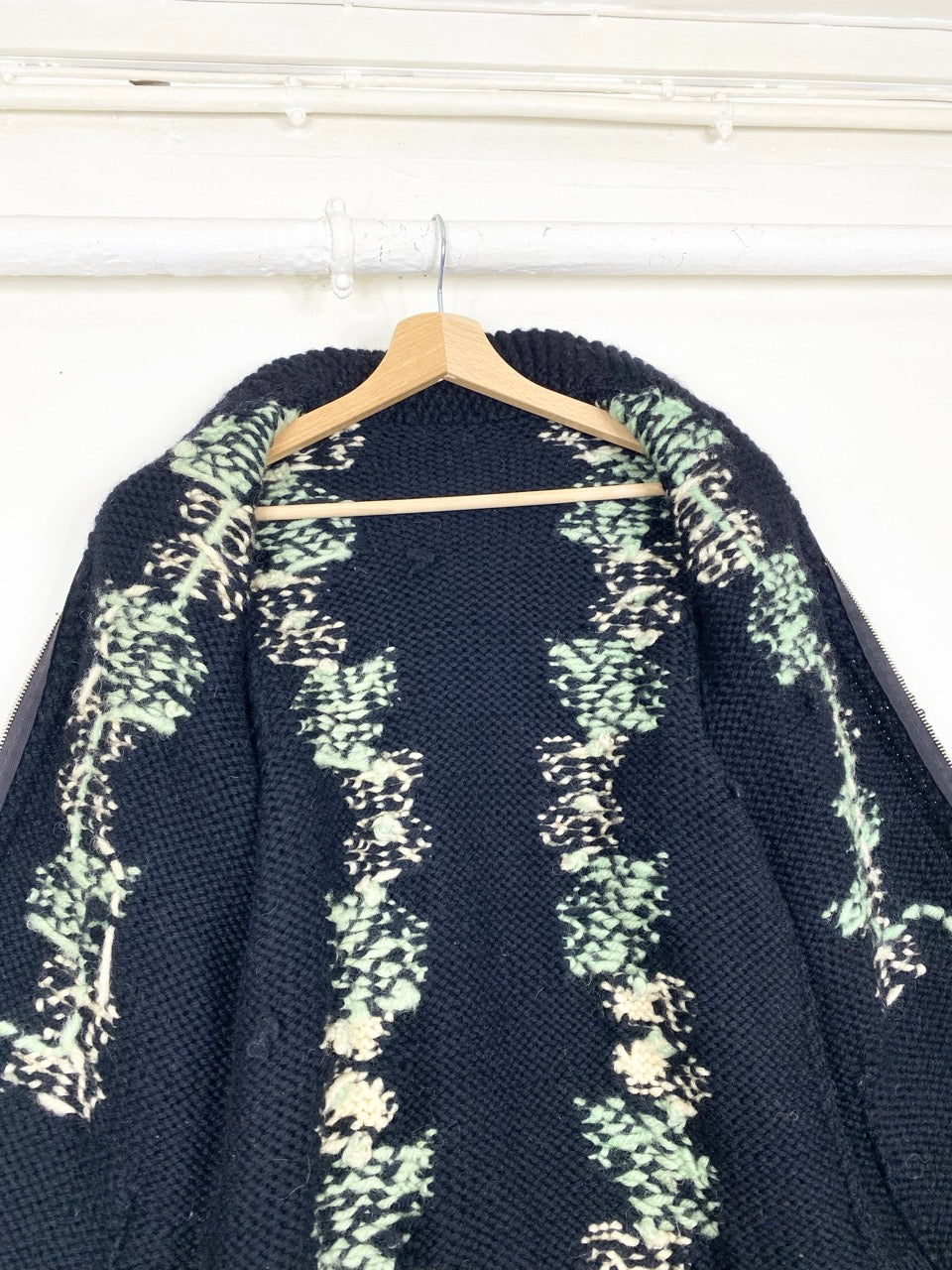 60s Cowichan handmade wool sweater (S)