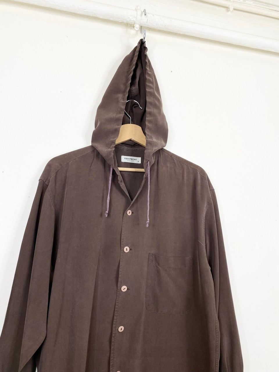 90s Equipment hooded silk shirt (S)