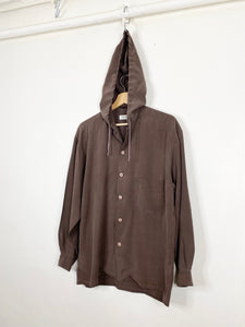 90s Equipment hooded silk shirt (S)