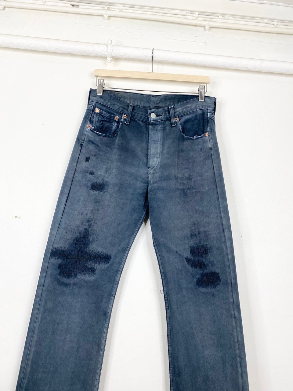 Overdyed and repaired Levi's 501